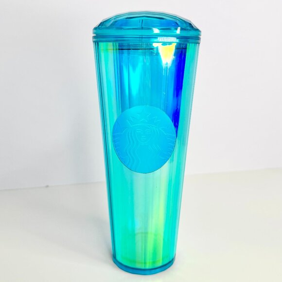 Starbucks Summer 2021 Blue Iridescent Dome Top Cold Cup Tumbler Venti 24oz - Picture 1 of 2